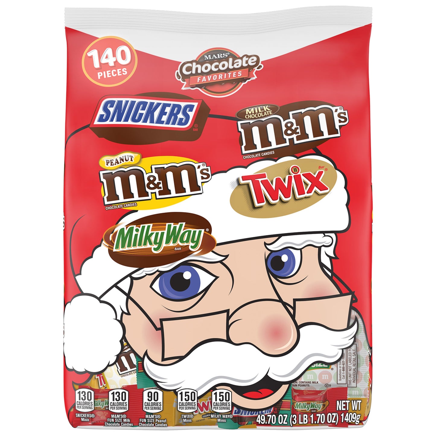 Mixed Mars Chocolate Christmas Miniatures And Fun Size Extra Large Stand Up Pouch; 49.7 Ounces; 4 Per Case