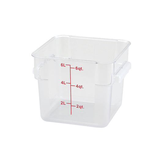 Winco Polycarbonate Container Square Storage 6 Quart Clear; 12 Each; 1 Per Case - High Mart Wholesale