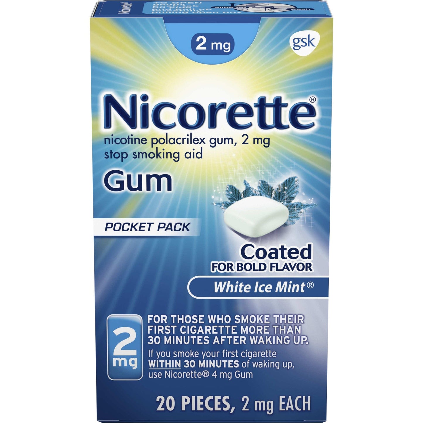 Nicorette Gum White Ice Mint; 20 Each; 3 Per Box; 4 Per Case - High Mart Wholesale