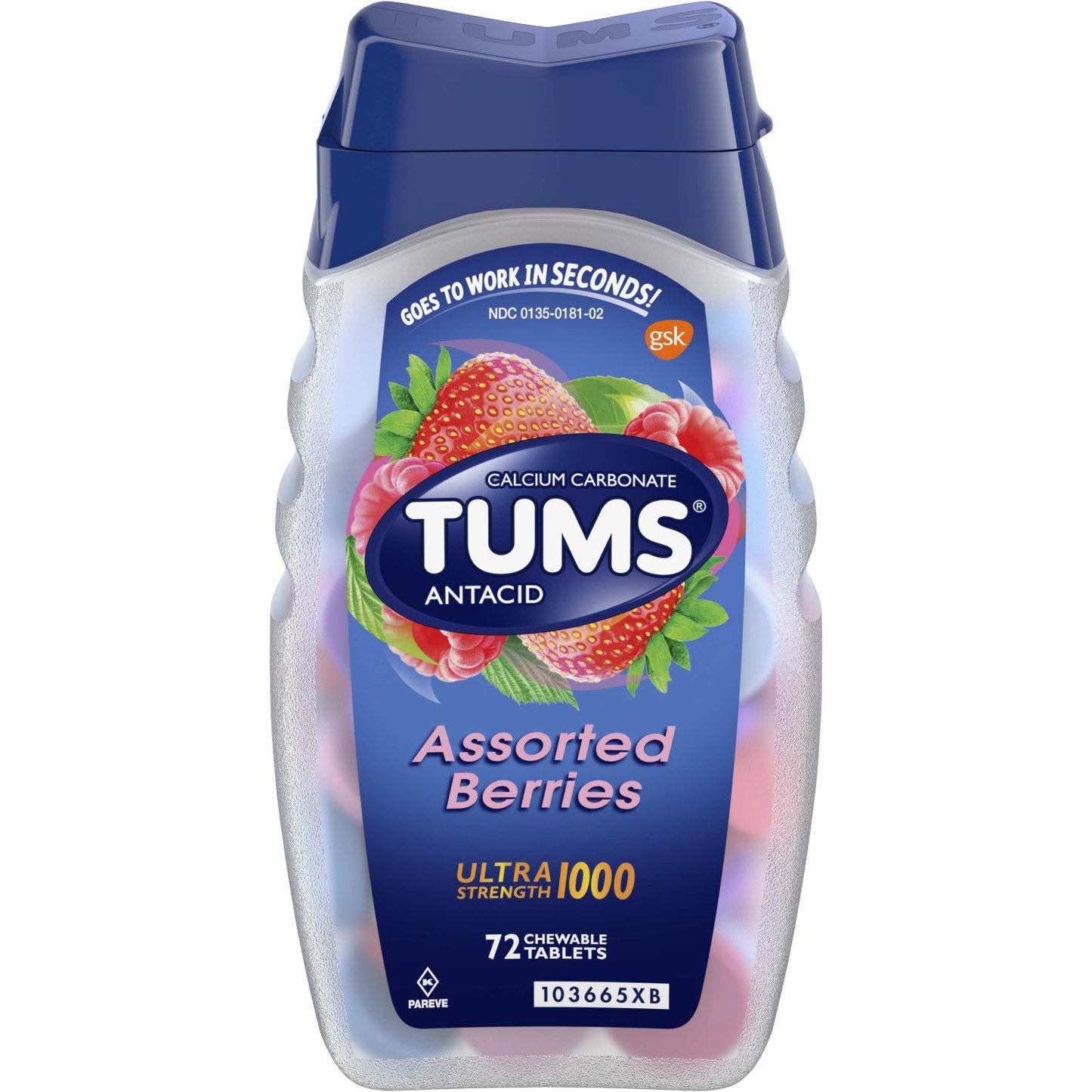 Tums Ultra Strength Assorted Berries Tablets; 72 Each; 6 Per Box; 4 Per Case