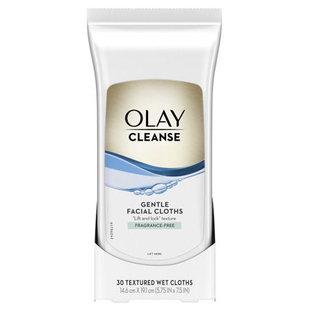 OLAY Wet Cleansing Cloths Gentle Clean, Sensitive Fragrance-Free 30 Count