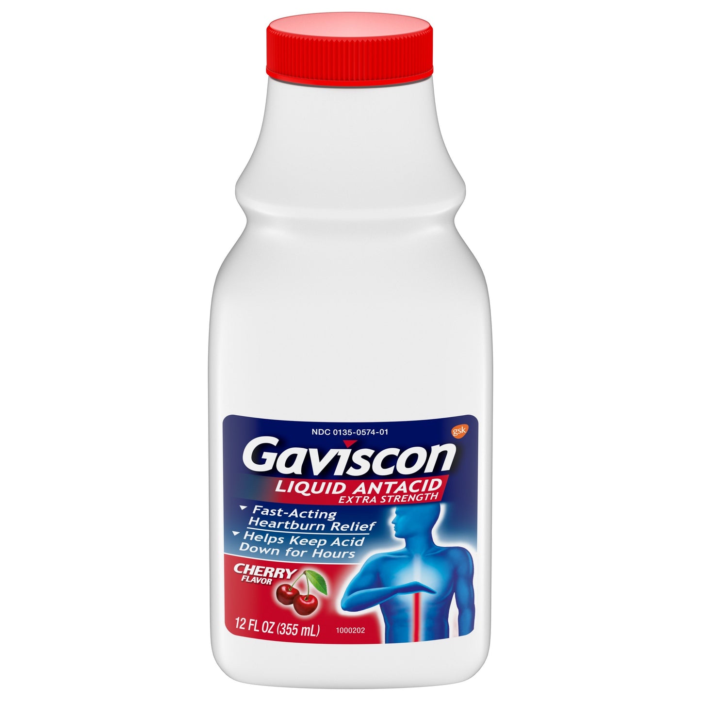 Gaviscon Cherry Extra Strength Anti Acid Liquid; 12 Fluid Ounces; 3 Per Box; 4 Per Case - High Mart Wholesale