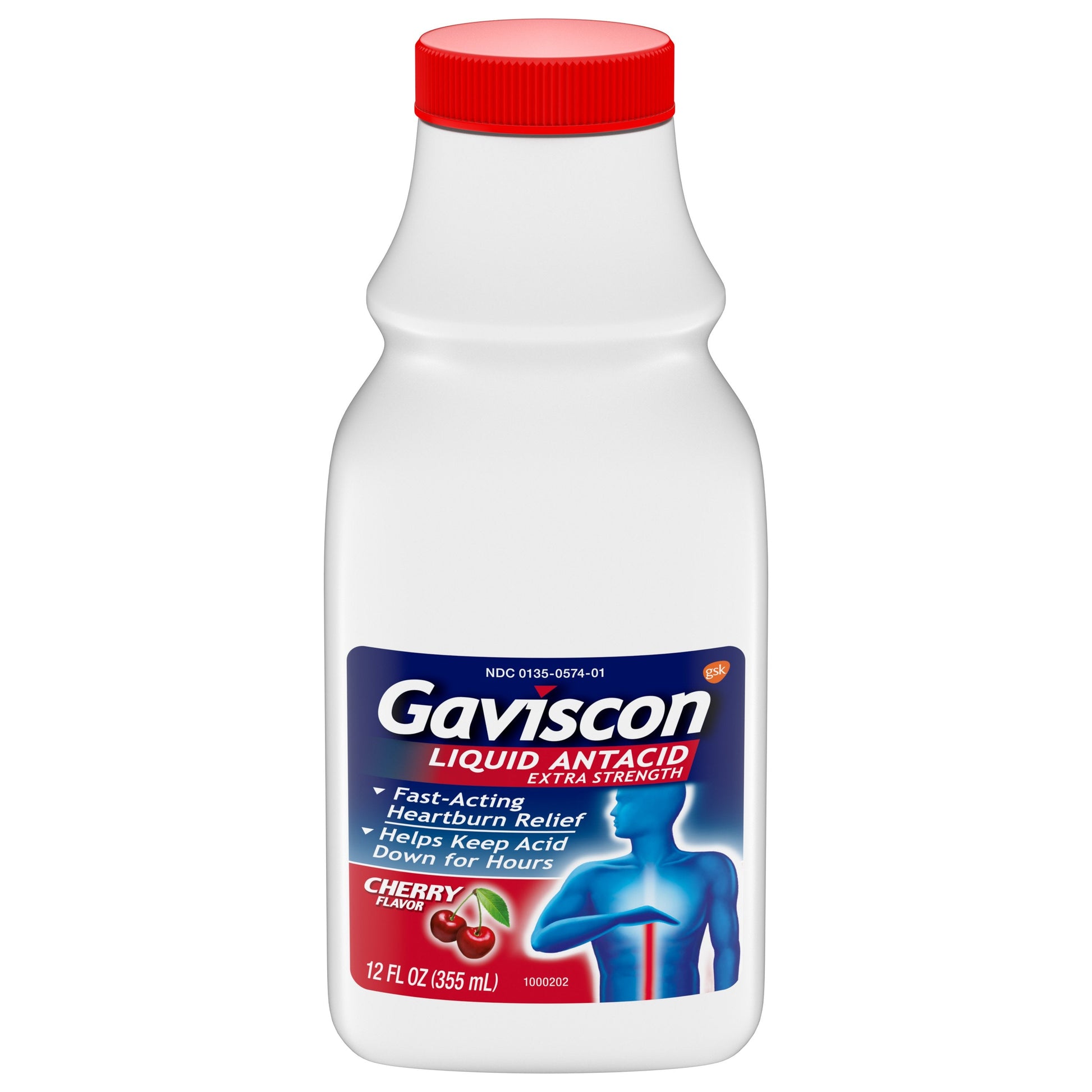 Gaviscon Cherry Extra Strength Anti Acid Liquid; 12 Fluid Ounces; 3 Per Box; 4 Per Case - High Mart Wholesale