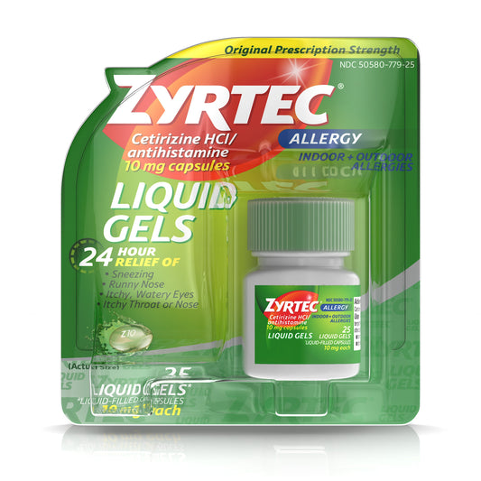 Zyrtec 10 Milligram Liquid Gel; 25 Count; 4 Per Box; 6 Per Case