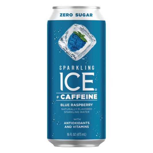 Sparkling Ice Plus Caffeine Blue Raspberry Flavored Sparkling Water; 16 Fluid Ounce; 12 Per Case