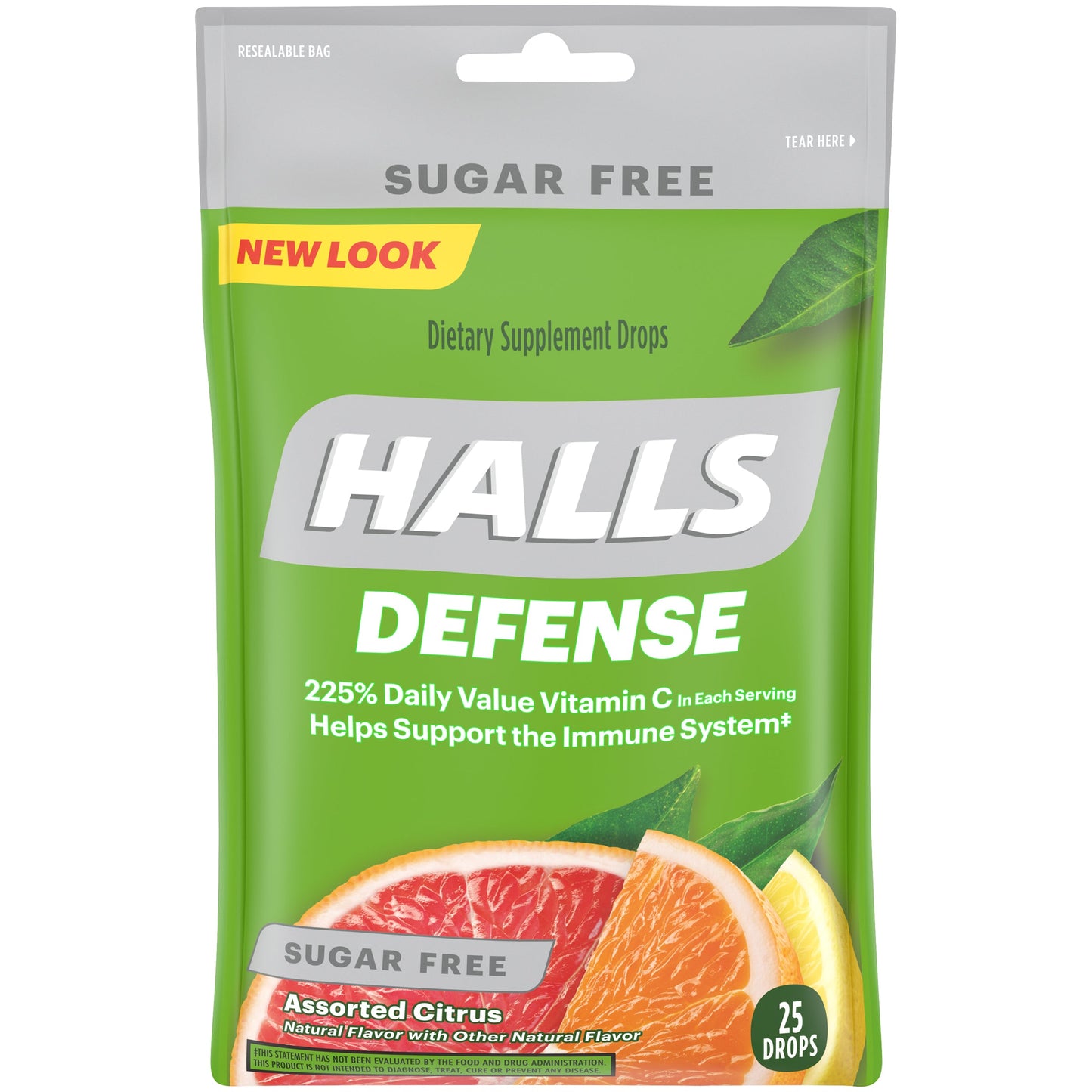 Halls Sugar Free Defense Assorted Citrus Cough Drops; 25 Count; 12 Per Box; 4 Per Case - High Mart Wholesale