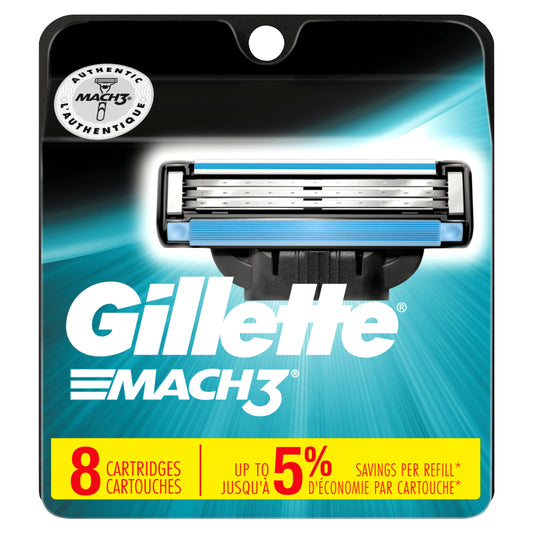 Gillette Mach Iii 8 Count Razor Cartridge; 8 Count; 6 Per Box; 6 Per Case