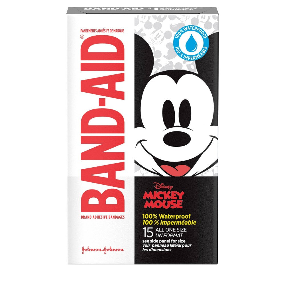 Band Aid Mickey Mouse Waterproof 15Ct; 15 Count; 6 Per Box; 4 Per Case - High Mart Wholesale