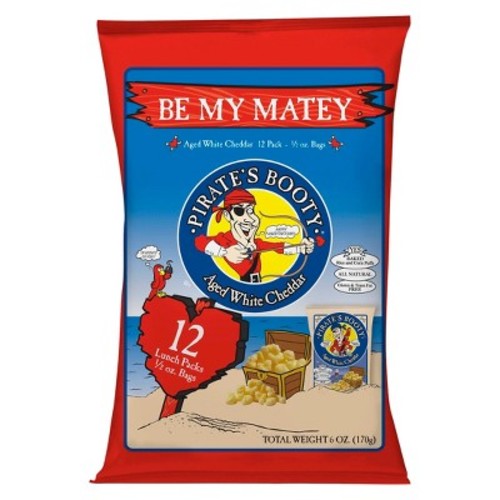 Pirate's Booty Multi-Pack Valentine White Cheddar Cheese Puffs; 6 Ounces; 12 Per Case