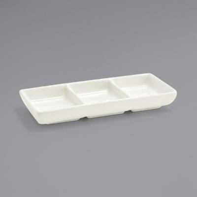 Front Of The House- Foh Stackable Three Compartment Dish Eurowhite; 12 Each; 1 Per Case - High Mart Wholesale