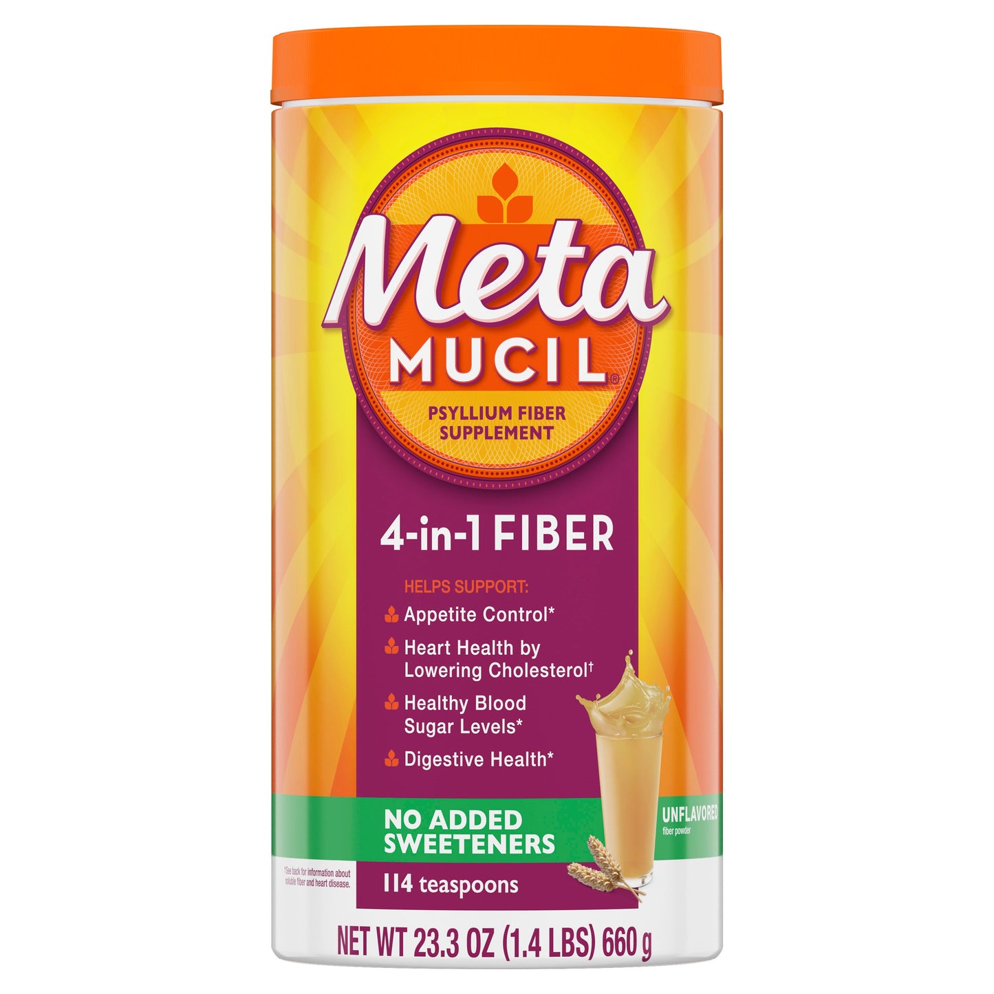 Metamucil Sugar Free Original Smooth Fiber Powder; 1.4 Pounds; 4 Per Case