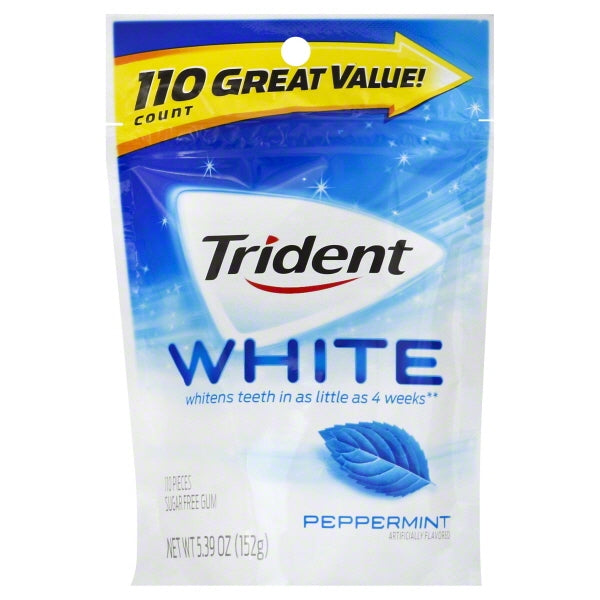 Trident Gum White Peppermint Sugar Free; 110 Count; 4 Per Box; 4 Per Case