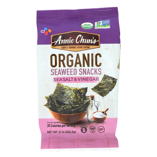 Annie Chun's Organic Sea Salt & Vinegar Seaweed; 0.16 Ounces; 12 Per Case - High Mart Wholesale