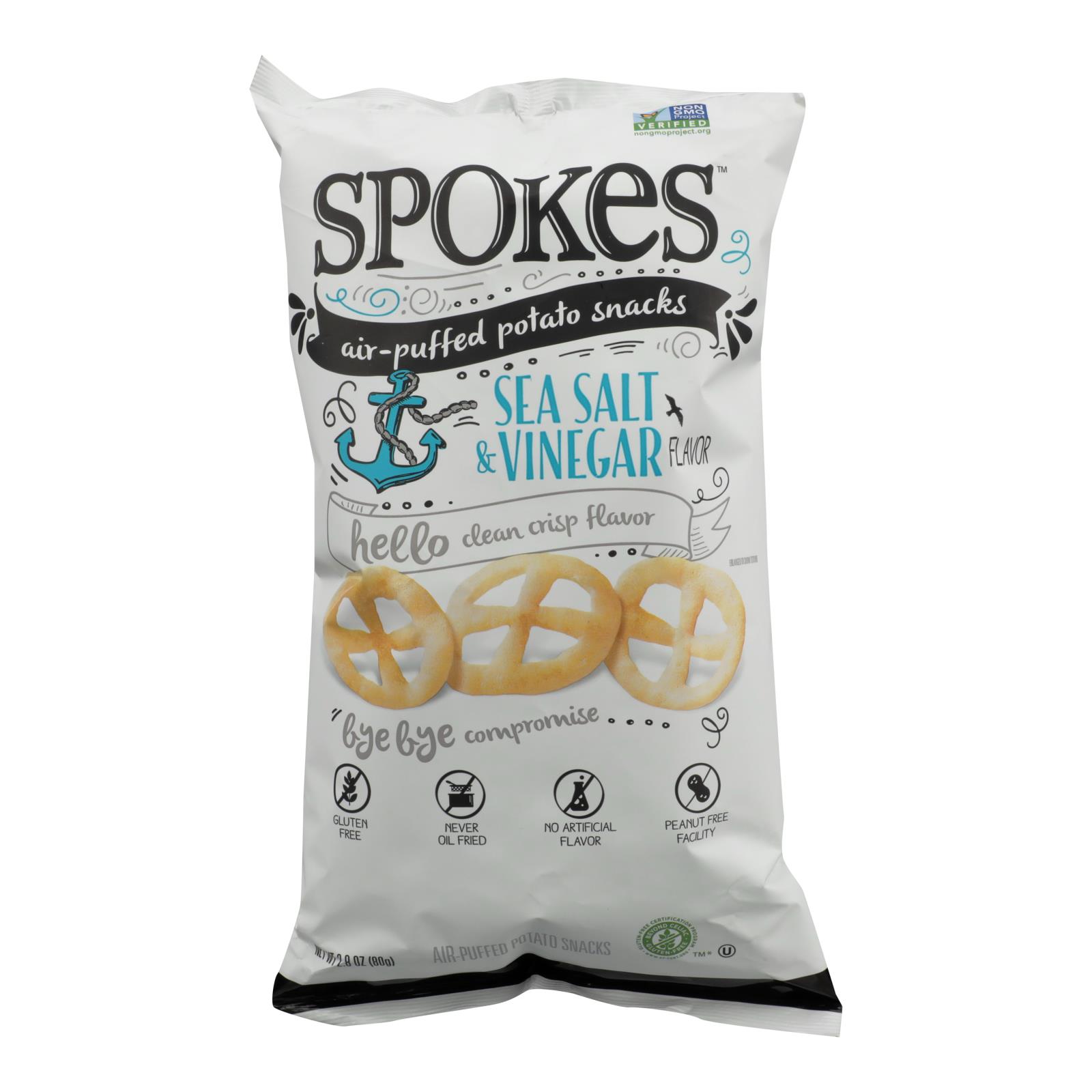 Spokes Air-Puffed Potato Snack Sea Salt & Vinegar; 2.8 Ounces; 12 Per Case - High Mart Wholesale