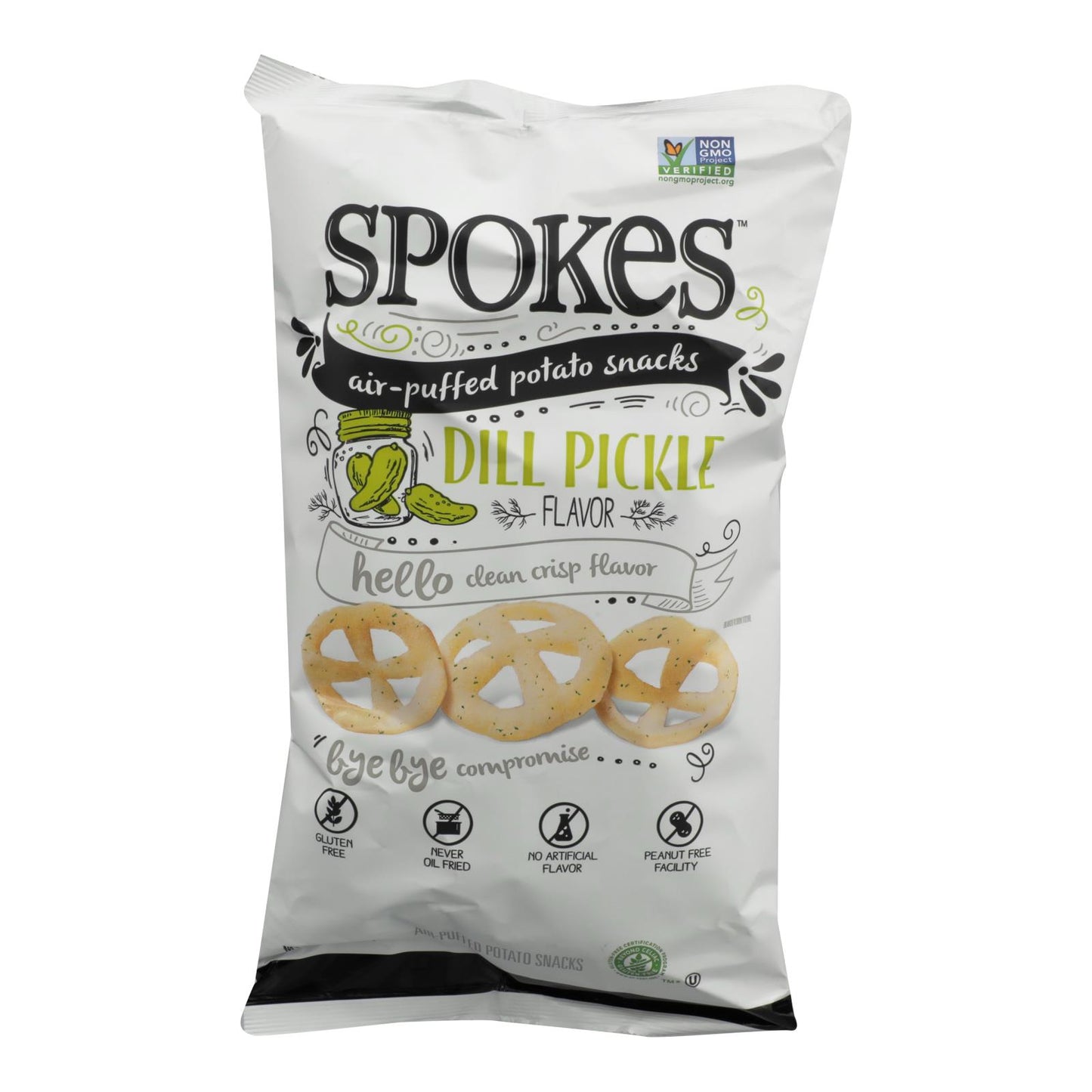 Spokes Air-Puffed Potato Snack Dill Pickle; 2.8 Ounces; 12 Per Case - High Mart Wholesale