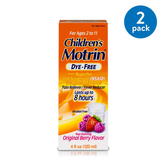 Motrin Children's Dye Free Suspension Berry; 4 Fluid Ounces; 3 Per Box; 12 Per Case
