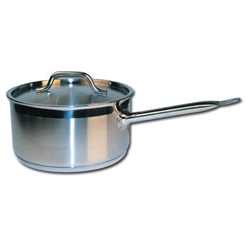 Winco Sauce Pan Stainless Steel With Cover 7 1/2" Quart; 1 Each - High Mart Wholesale