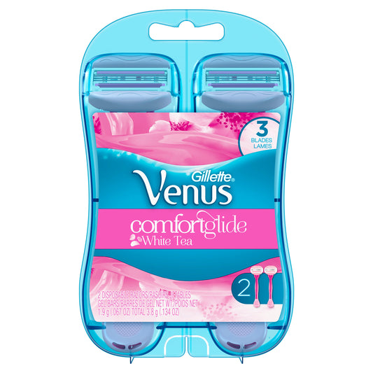 Venus Breeze Disposable Razor Elastomer Handle Comfort Glide White Tea; 2 Count; 4 Per Box; 3 Per Case