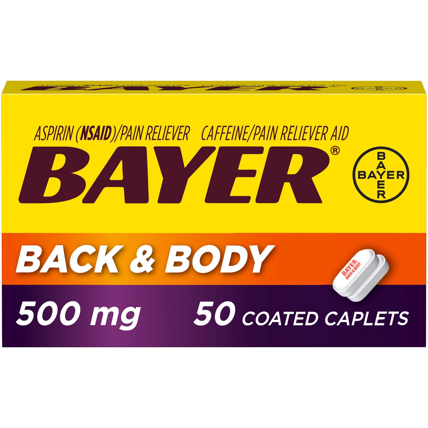 Bayer Back And Body Aspirin; 50 Piece; 3 Per Box; 12 Per Case