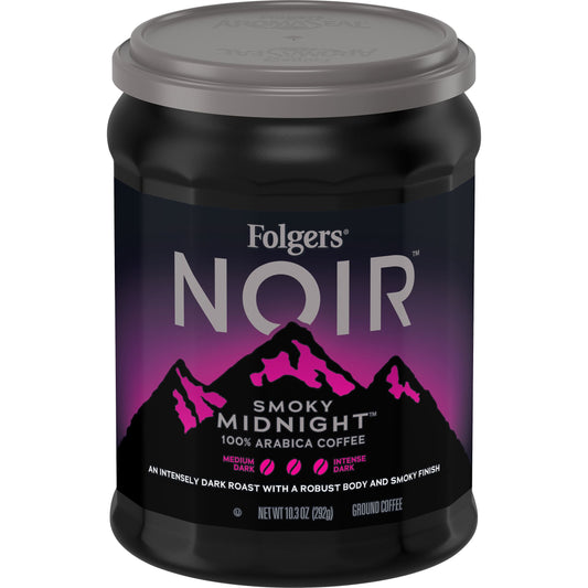 Folgers Noir Caffeinated Ground Coffee Smoky Midnight; 10.3 Ounces; 6 Per Case