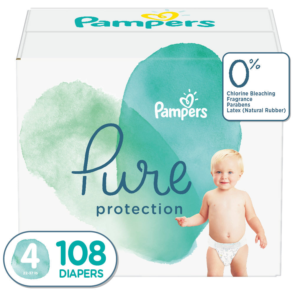 Pampers Diapers Pure Protection Size 4; 108 Count; 1 Per Case