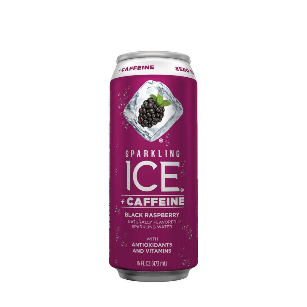 Sparkling Ice Plus Caffeine Black Raspberry Flavored Sparkling Water; 16 Fluid Ounce; 12 Per Case