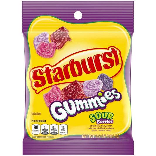 Starburst Gummies Sour Berries Peg Bag; 5.8 Ounces; 12 Per Case