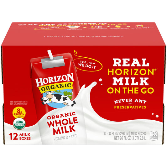 Horizon Organic Aseptic Whole Milk Plain; 12 Count; 12 Per Case