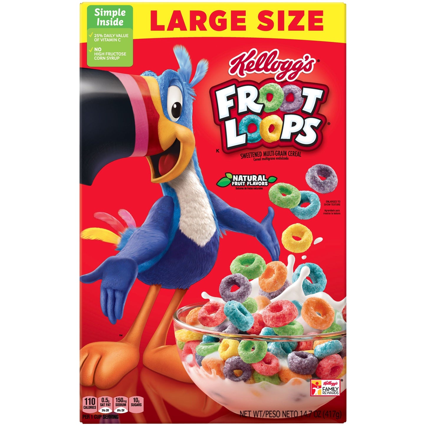 Kellogg's Froot Loops Large Size Cereal; 14.7 Ounces; 12 Per Case