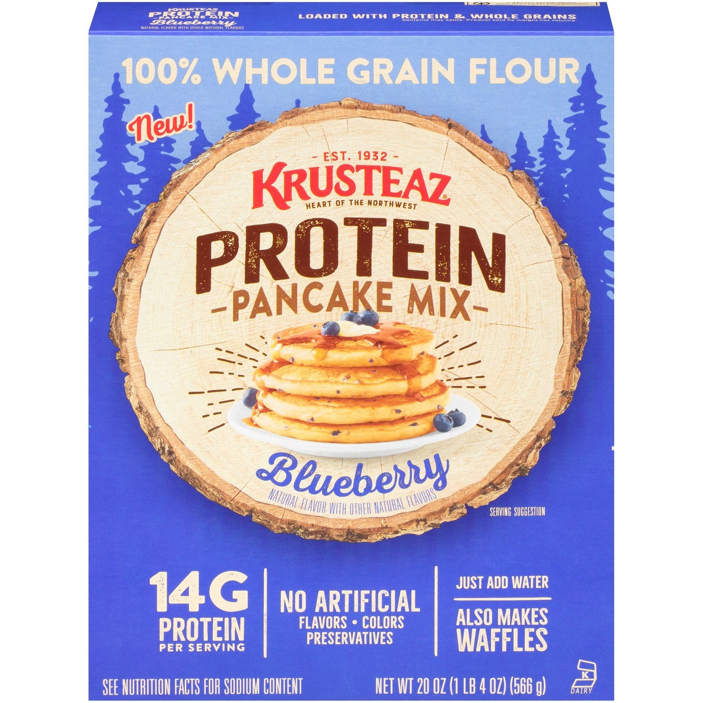Krusteaz Blueberry Protein Pancake Mix; 20 Ounces; 8 Per Case - High Mart Wholesale