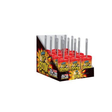 Kandy Ka-Boom Sour Cherry Popping Candy Display Carton; 2.1 Ounces; 12 Per Box; 8 Per Case - High Mart Wholesale
