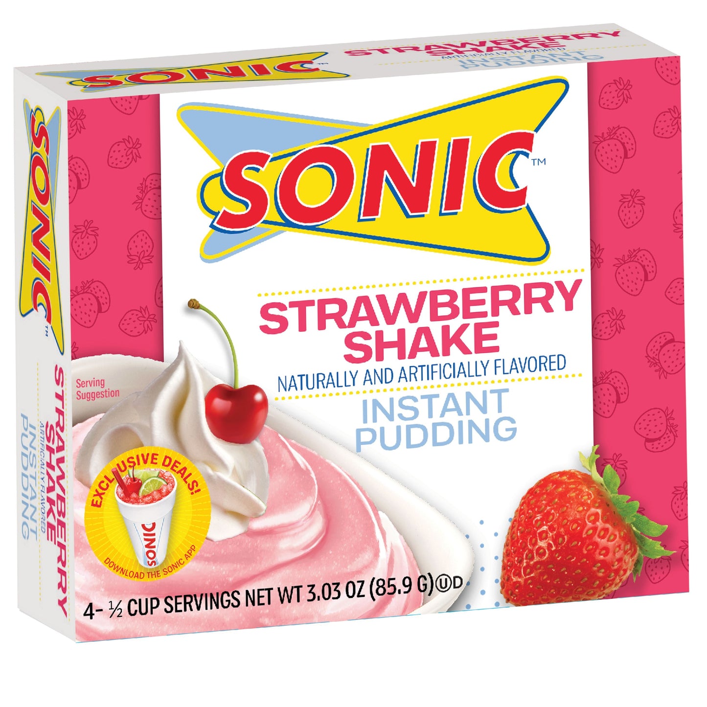 Sonic Instant Strawberry Shake Pudding; 3.03 Ounces; 12 Per Case - High Mart Wholesale