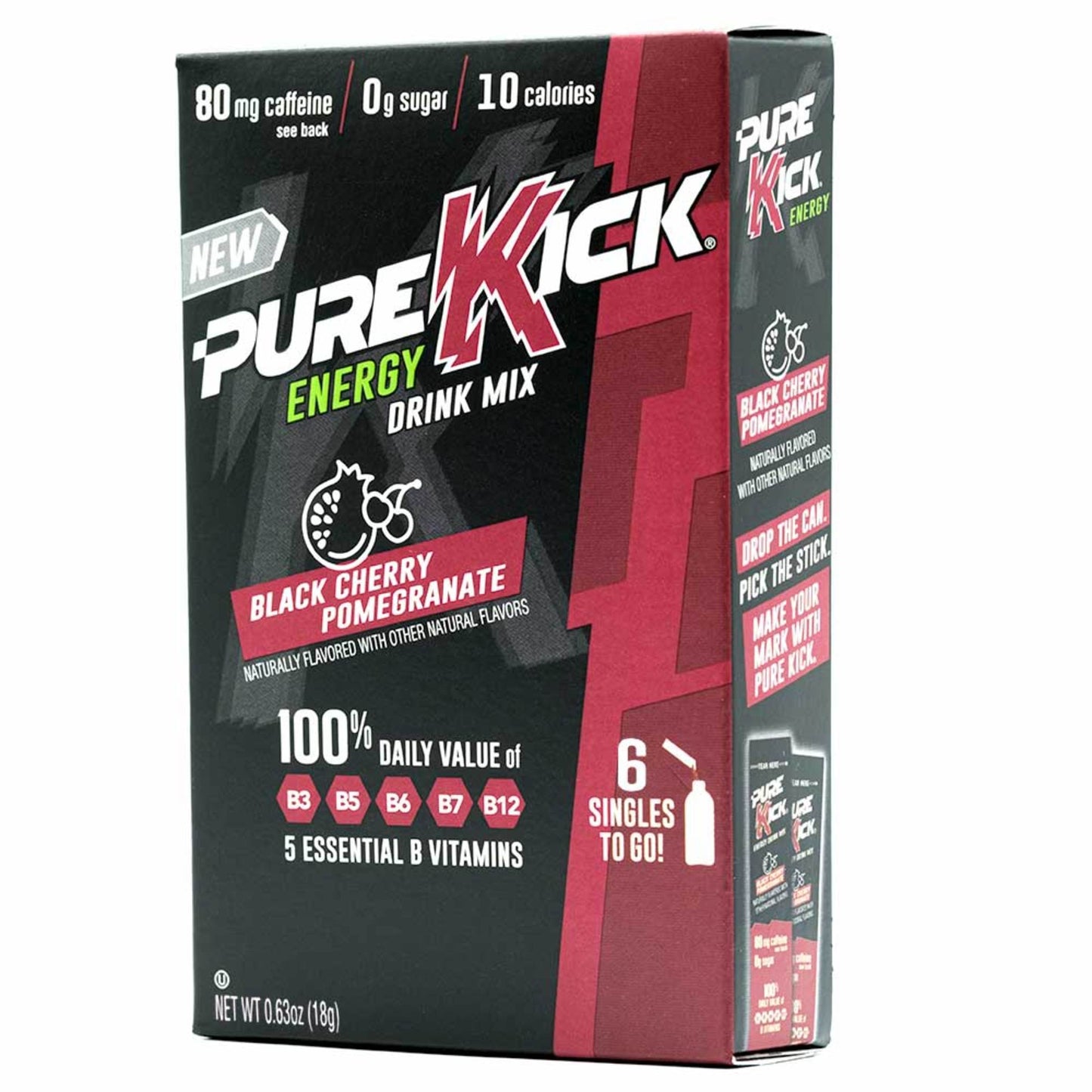 Pure Kick Energy Drink Mix Black Cherry Pomegranate Singles To Go; 6 Count; 12 Per Case - High Mart Wholesale