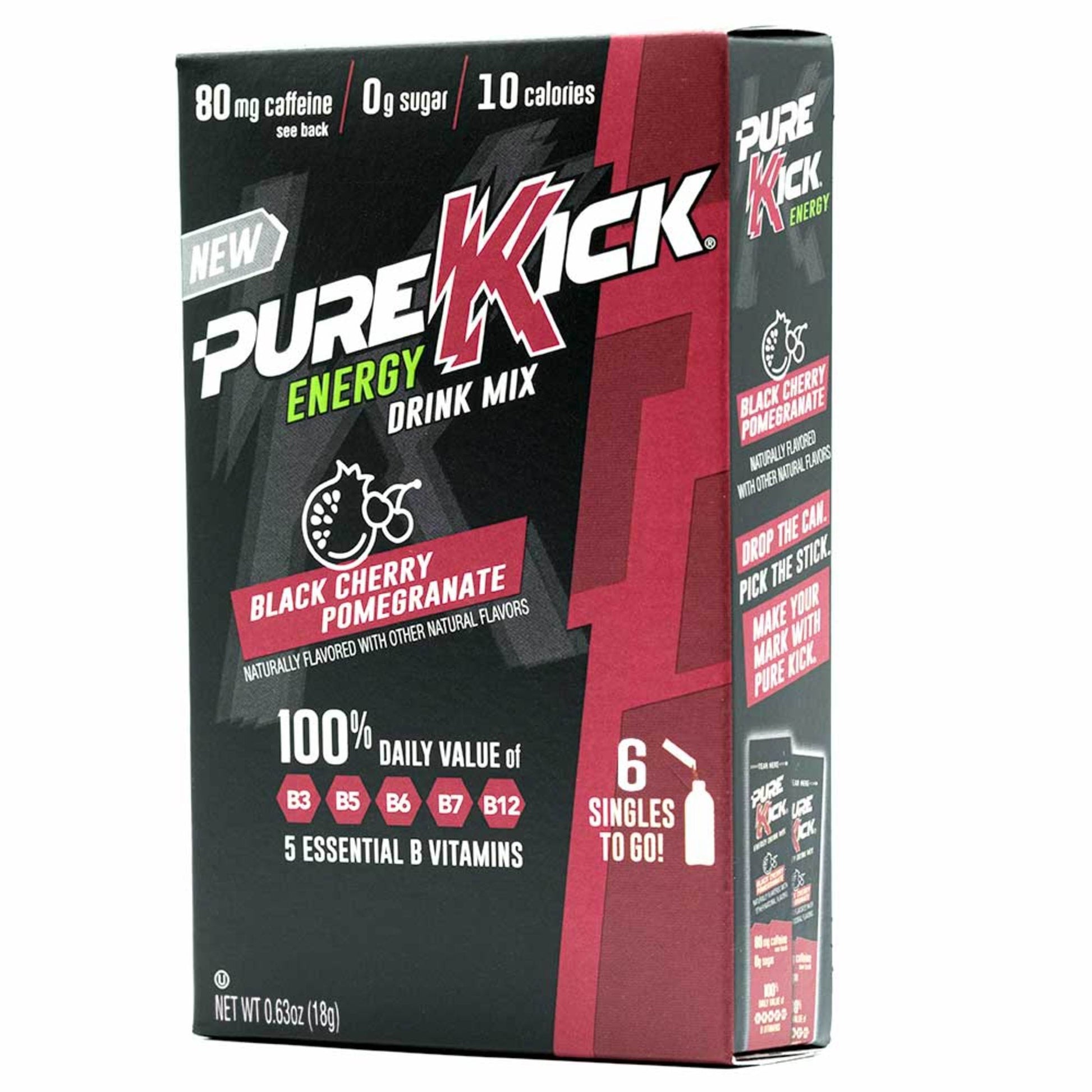 Pure Kick Energy Drink Mix Black Cherry Pomegranate Singles To Go; 6 Count; 12 Per Case - High Mart Wholesale