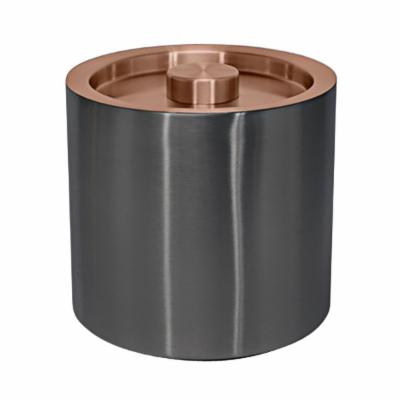 Front Of The House 3Qt Round Brushed Stainless Ice Bucket - Matte Black With Rose Gold Lid; 4 Each; 1 Per Case - High Mart Wholesale