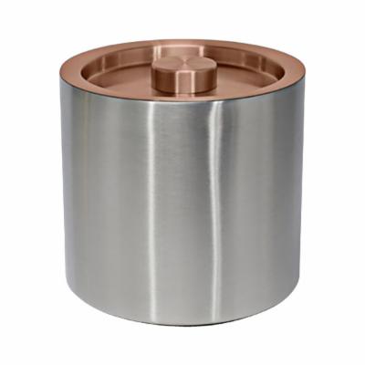 Front Of The House 3Qt Round Brushed Stainless Ice Bucket - Silver With Rose Gold Lid; 4 Each; 1 Per Case - High Mart Wholesale