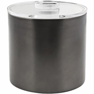 Front Of The House 3Qt Round Stainless Ice Bucket - Matte Black With Acrylic Lid; 4 Each; 1 Per Case - High Mart Wholesale
