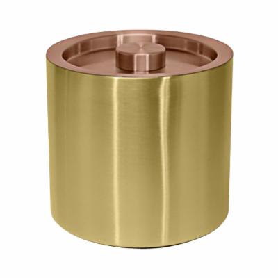 Front Of The House 3Qt Round Brushed Stainless Ice Bucket - Matte Brass With Rose Gold Lid; 4 Each; 1 Per Case - High Mart Wholesale