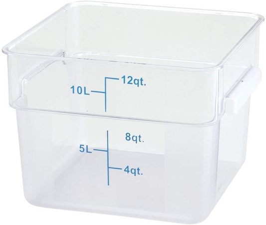 Winco Polycarbonate Container Square Storage 12 Quart Clear; 12 Each; 1 Per Case - High Mart Wholesale