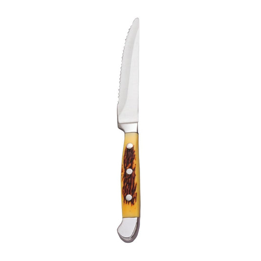 World Tableware Full Tang Steak Knife W/Yellow Pom Handle 9"; 12 Each - High Mart Wholesale