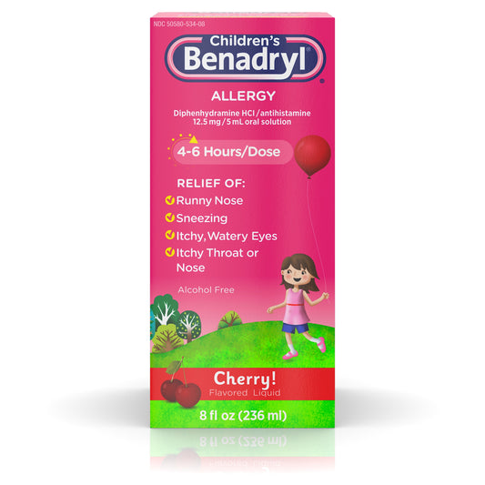 Benadryl Children's Allergy Liquid Cherry; 8 Fluid Ounce; 3 Per Box; 8 Per Case