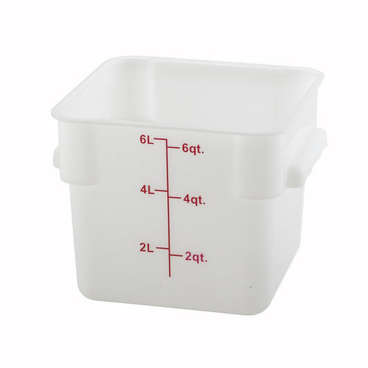 Winco 6 Quart Square Storage Container; 1 Each; 12 Per Box; 2 Per Case - High Mart Wholesale