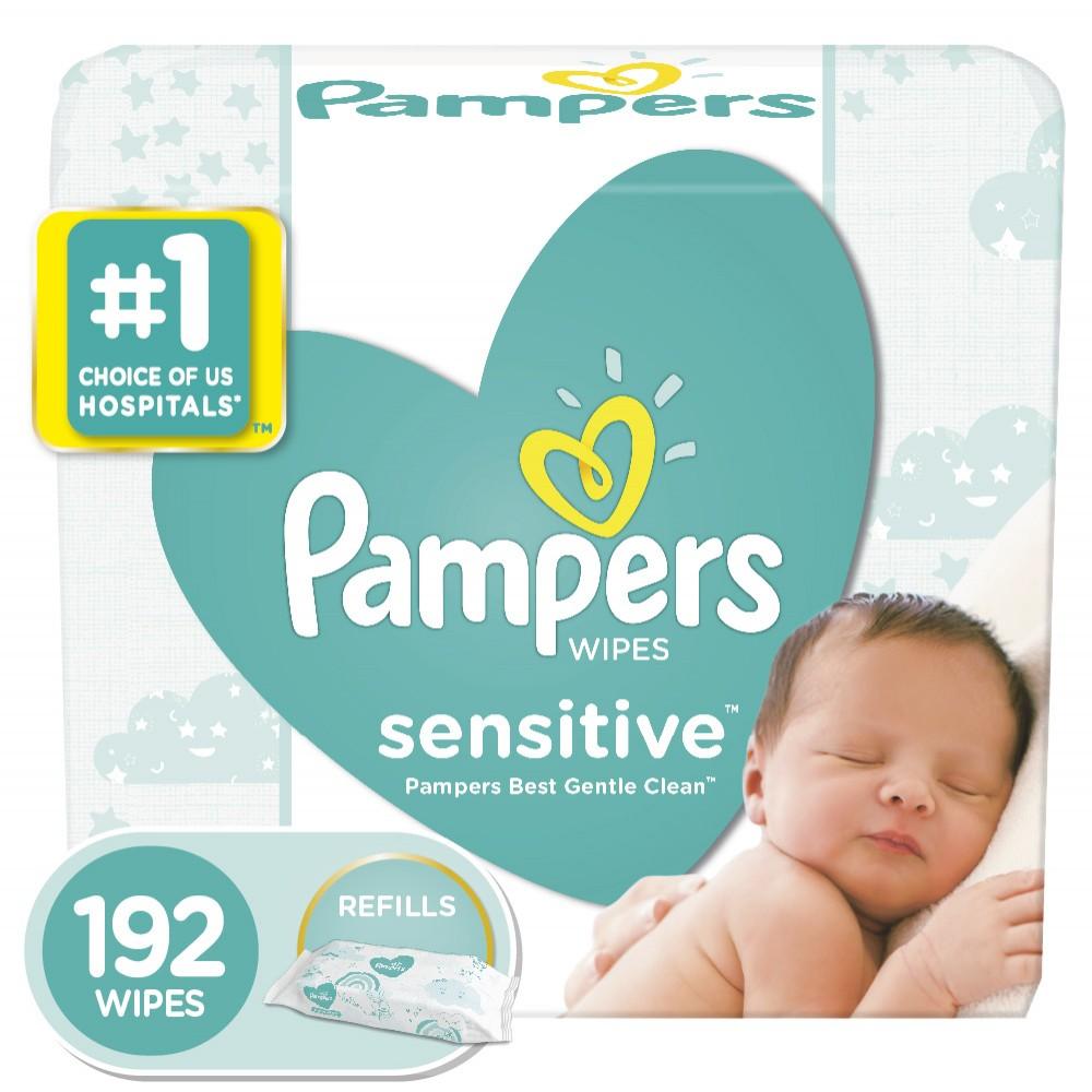 Pampers 3X Sensitive Wipes Refills; 192 Count; 4 Per Case