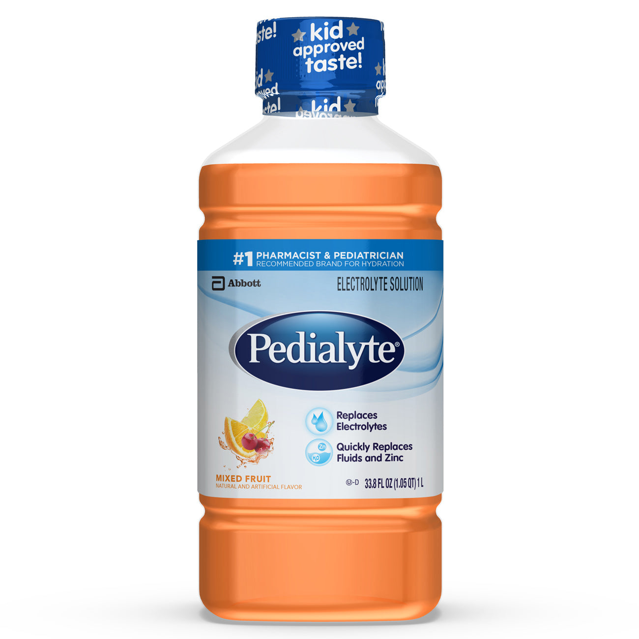 Pedialyte Fruit Flavored 1 Liter Flavored Electrolyte Solution; 33.8 Fluid Ounce; 8 Per Case - High Mart Wholesale