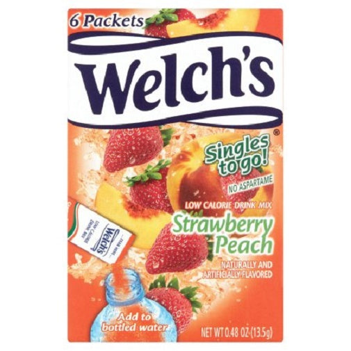 Welch's Strawberry Peach Drink Mix Singles To Go; 6 Count; 12 Per Case - High Mart Wholesale