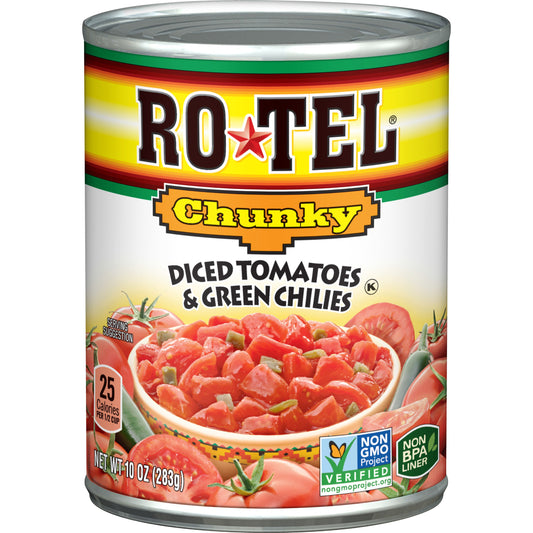 Ro Tel Chunky Diced Tomatoes And Green Chilies; 10 Ounces; 12 Per Case