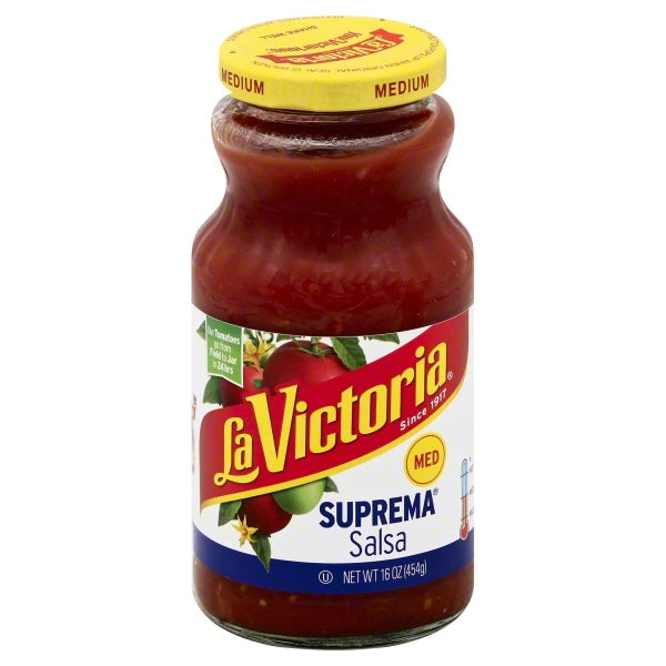 La Victoria Salsa Suprema Medium Retail; 16 Ounces; 12 Per Case - High Mart Wholesale