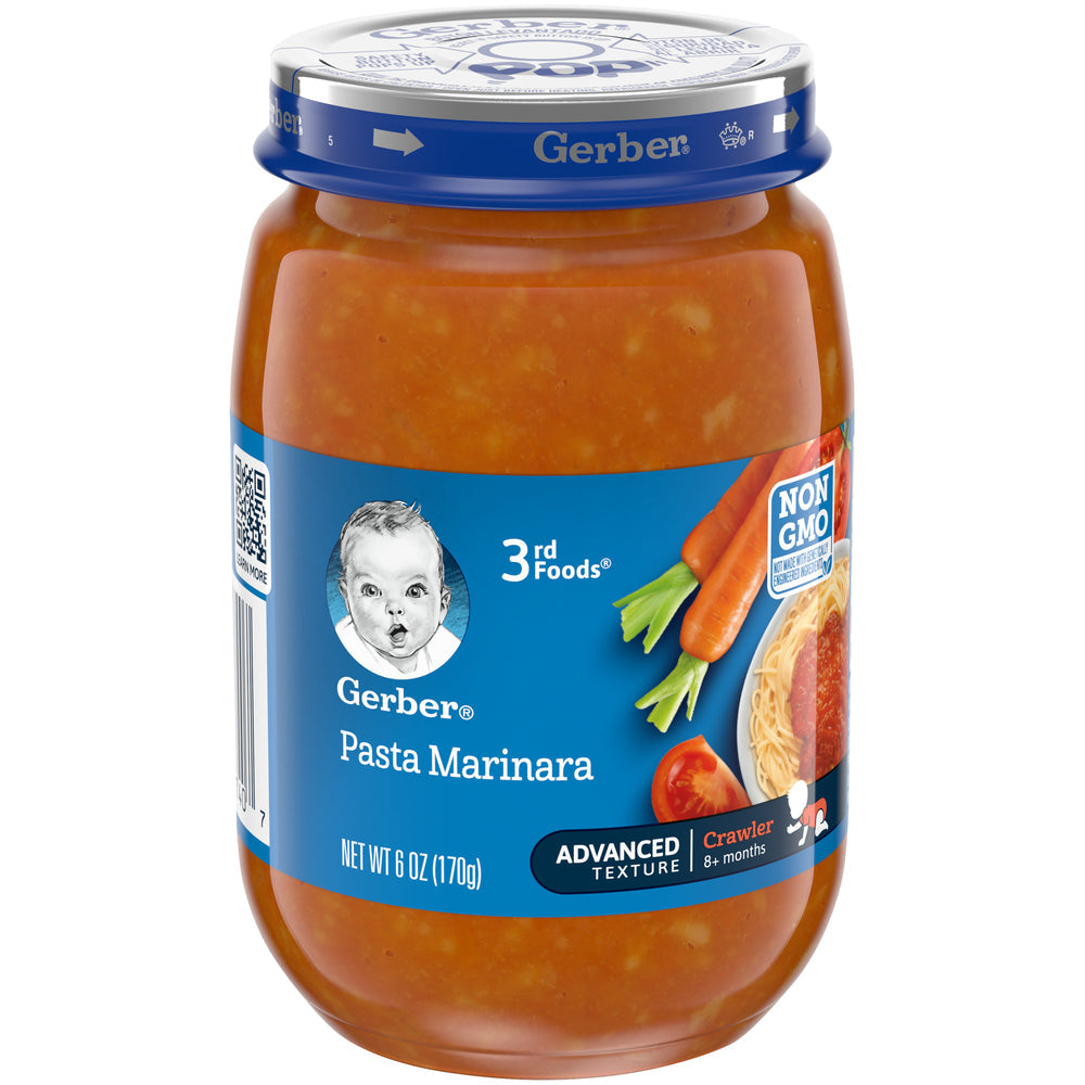 Gerber Mealtime For Baby Non-Gmo Pasta Marinara Puree Baby Food Jar; 6 Ounce; 12 Per Case