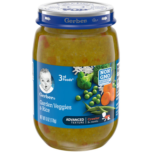 Gerber Natural For Baby Non-Gmo Garden Vegetables & Rice Puree Baby Food Jar; 6 Ounce; 12 Per Case