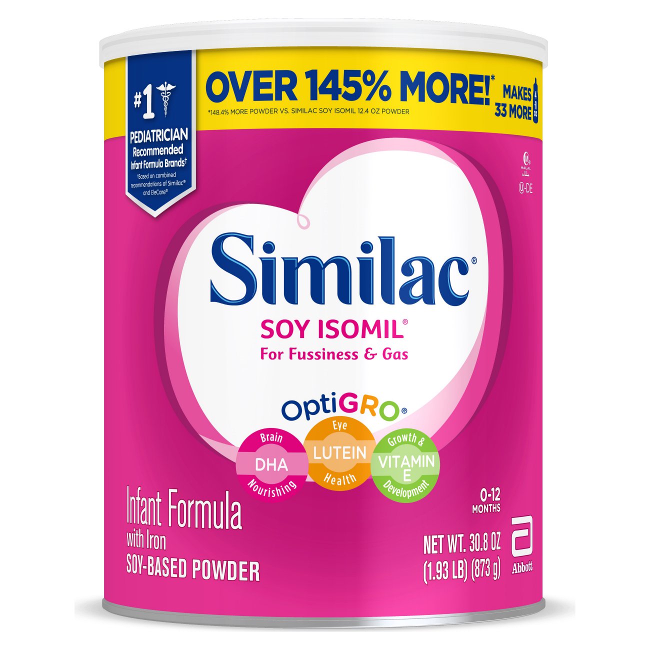 Similac Isomil For Fussiness & Gas Soy-Based Powder Infant Formula Can With Iron; 1.93 Pound; 4 Per Case - High Mart Wholesale